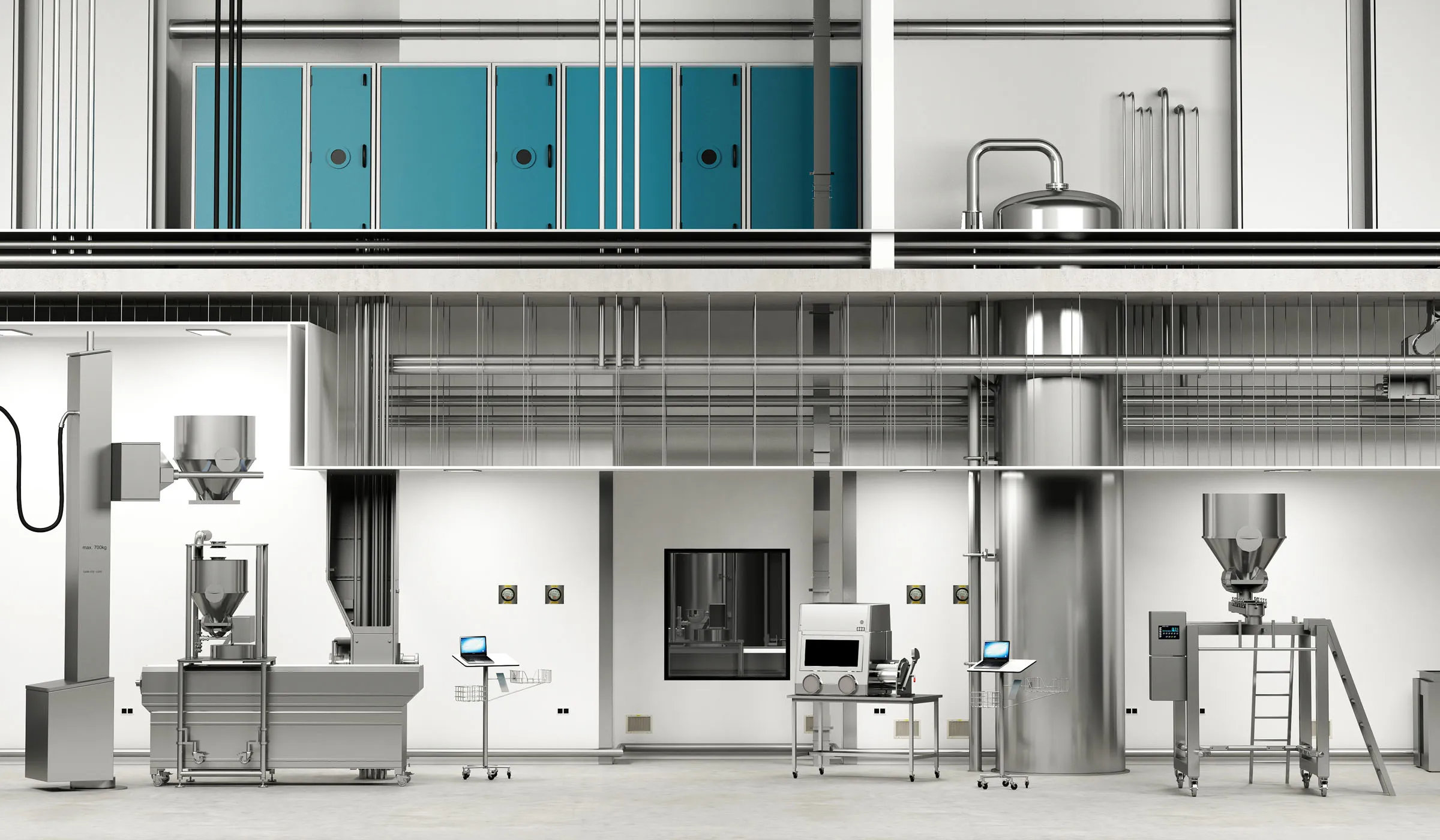 Utilityzuil - RVS 304 plaatwerk voor cleanroom